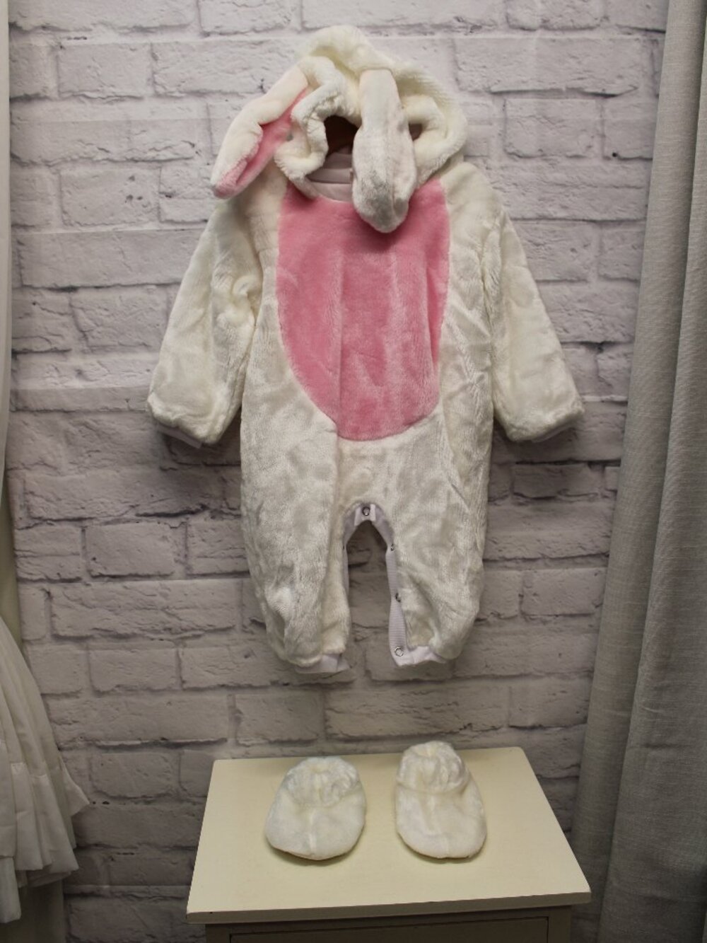 Spencer Gifts 18-24 Months White Bunny Costume Halloween Hooded Detached Footies